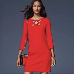 DIANE VON FURSTANBURG DVF Poppy Red Carmen Cutout Mini Sheath Dress Sz 2